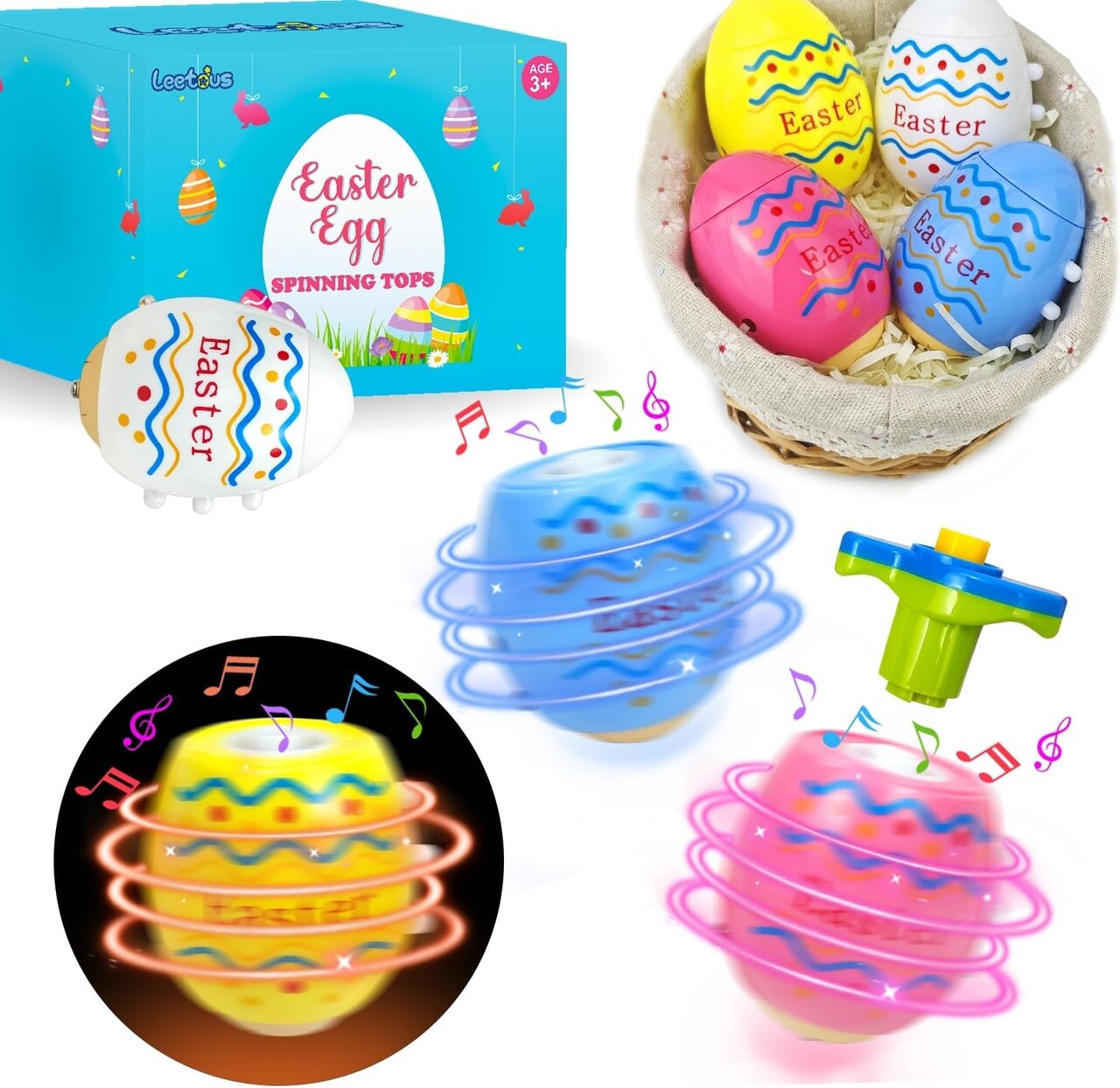 Light up Easter Eggs Hunt Supplies for Kids, 8 Pack Easter Basket Stuffers Fillers for Toddler Boys Girls
